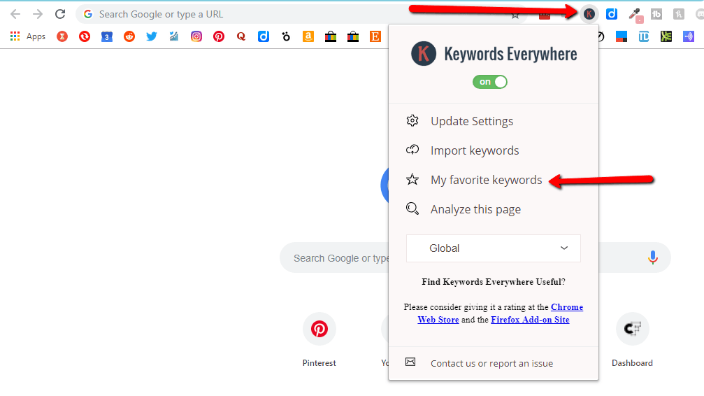 keywords everywhere browser icon