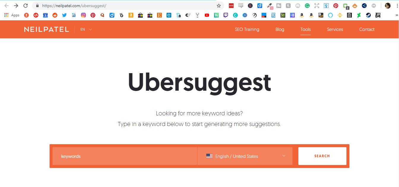 ubersuggest keyword tool